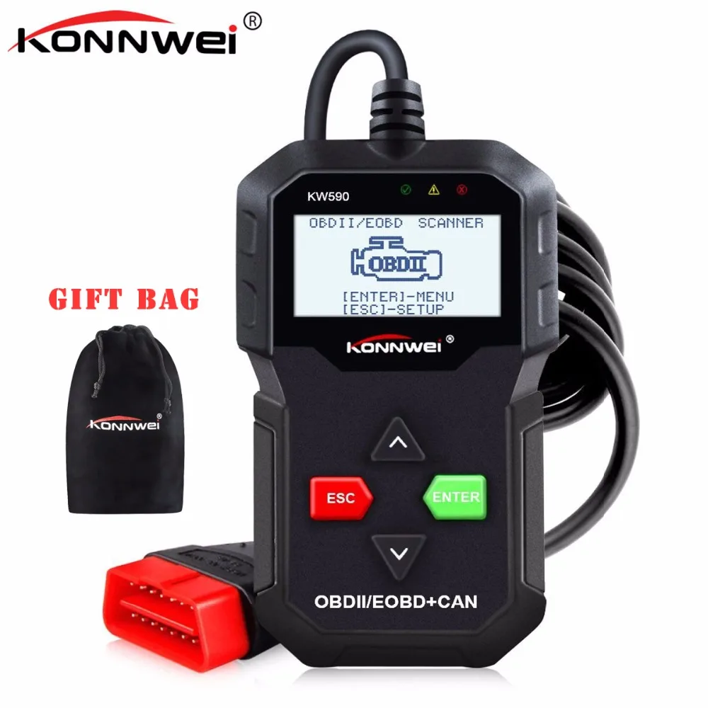 KONNWEI KW590 OBD2 Авто диагностический сканер нескольких языках OBDII код читателя лучше, чем AD310 в русский инструмент диагностики