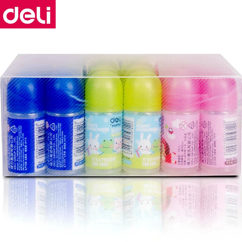 

6PCS/BOX Deli 7301 mini water glue 35ml liquid glue office home school student water glue wholesale
