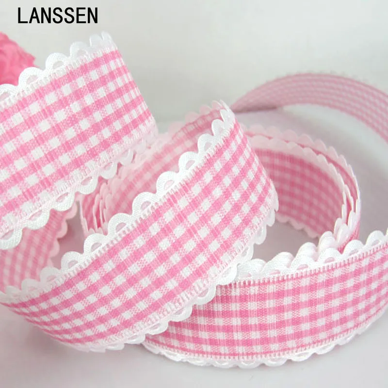 1Roll 20yards 1" Printed Grid Lace Fabric Trim Ribbon For Craft Wedding