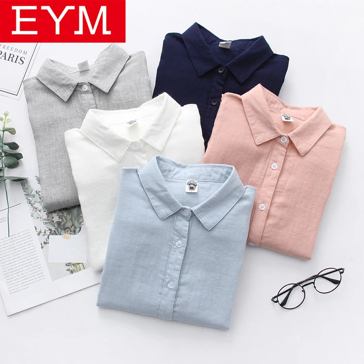 EYM 2021 новая весенняя женская модная рубашка с длинным рукавом Однотонная блузка
