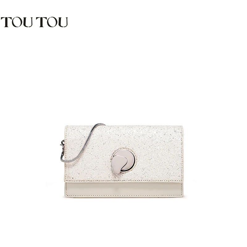 

TOUTOU a sequined chain bag, a cross-body bag with a single shoulder, and a small square bag for women free shipping