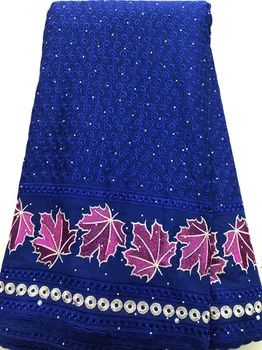 

2019 Latest Nigerian Laces Fabrics High Quality Lace African Laces Fabric Wedding Swiss Voile Lace In Switzerland ELL3879 BLUE