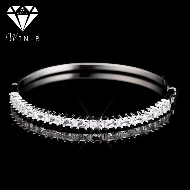 WIN B AAA Кристалл фианит Теннисный браслет Pulseras Mujer очаровательные женские белые
