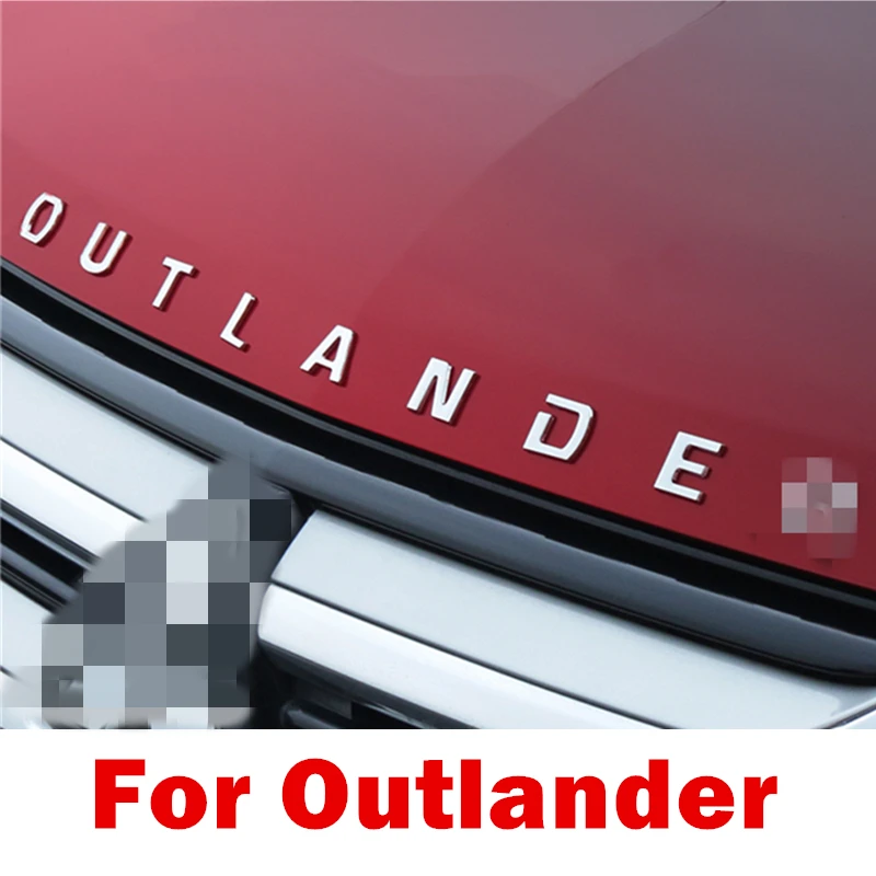 Для Mitsubishi Outlander хромированный автомобиль 3D буквы капот эмблема логотип знак, наклейка на автомобиль для Outlander текст 3D буквы аксессуары