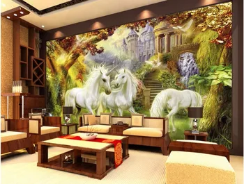 

Custom mural 3d wallpaper picture European forest unicorn living room home decor painting 3d wall murals wallpaper for walls 3 d