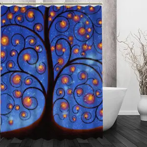 Custom Klimt Tree Of Life Shower Curtain Polyester Beautiful New Arrival Home Bathroom Curtain Bath Screens
