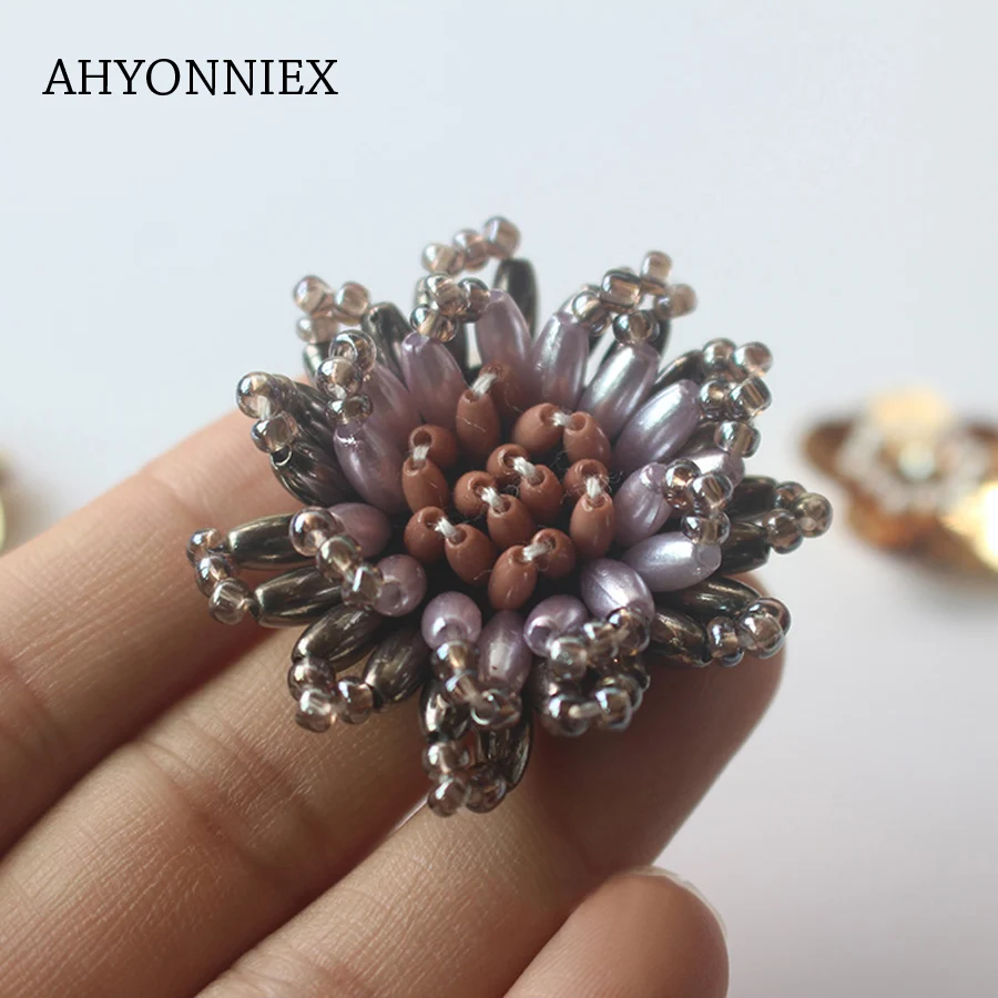 AHYONNIEX 5 шт./Партия DIY серьги аксессуары цветок бисер трубка цветок патч модные украшения из ткани патчи аппликация