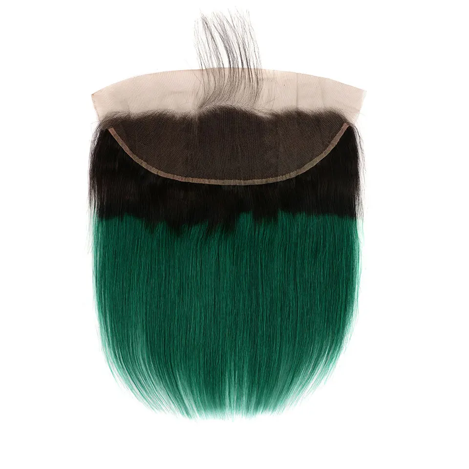 SEXAY 1b/зеленый Омбре бразильские прямые волосы предварительно выщипанные Кружева Фронтальная с волосами младенца не Реми волосы омбре с