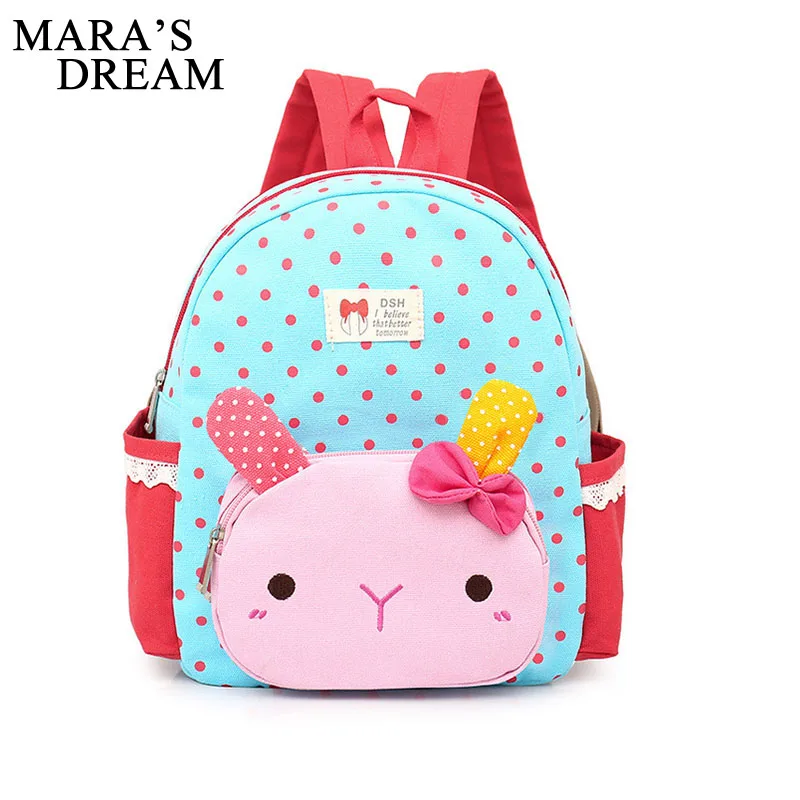 

Mara's Dream 2018 Lovely Cute Kids School Bags Rabbit Dolls Canvas Backpack Mini Baby Toddler Book Bag Kindergarten Rucksacks
