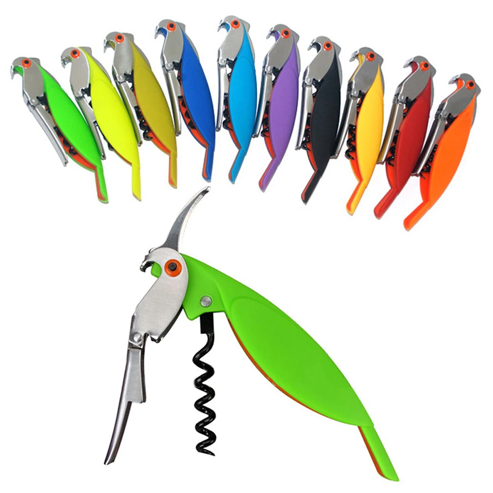 

Multifunction Parrot shape Wine Bottle Opener Stainless Steel Corkscrew For Cans Wine Beer Kitchen Bar Tools 10 Colors