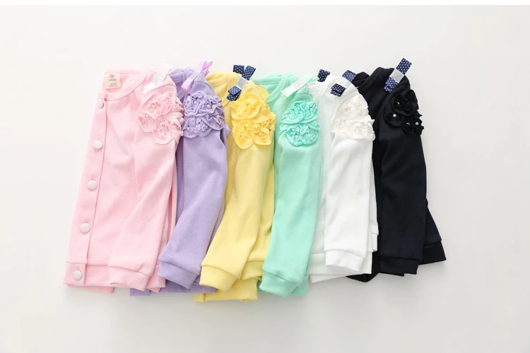 2018 Spring Autumn Fashion Cute Princess Elegant Child Baby Kids Girl Pure Solid Colour O Neck Lace Long Sleeve Cardigan Top (26)