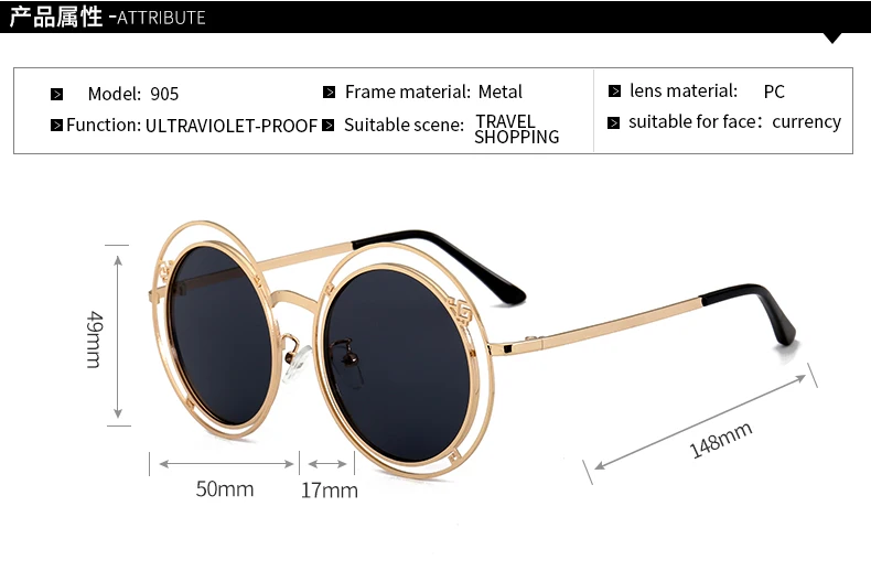 Новые круглые женские солнцезащитные очки модные Брендовая Дизайнерская обувь Винтаж дамы солнцезащитные очки для женщин вогнуто-Выпуклое стекло, De Sol UV400