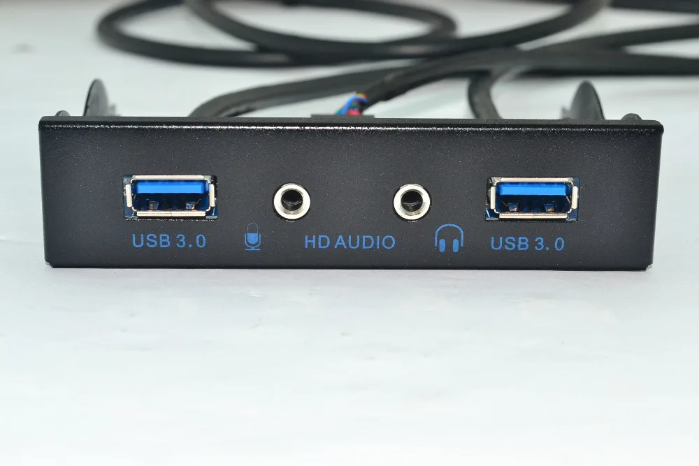 

L 3.5" 2 Ports USB 3.0 Hub with HD Audio Output + Mic Connector Adapter , 20Pin 3.5 Inch Internal Floppy Front Panel Bracket