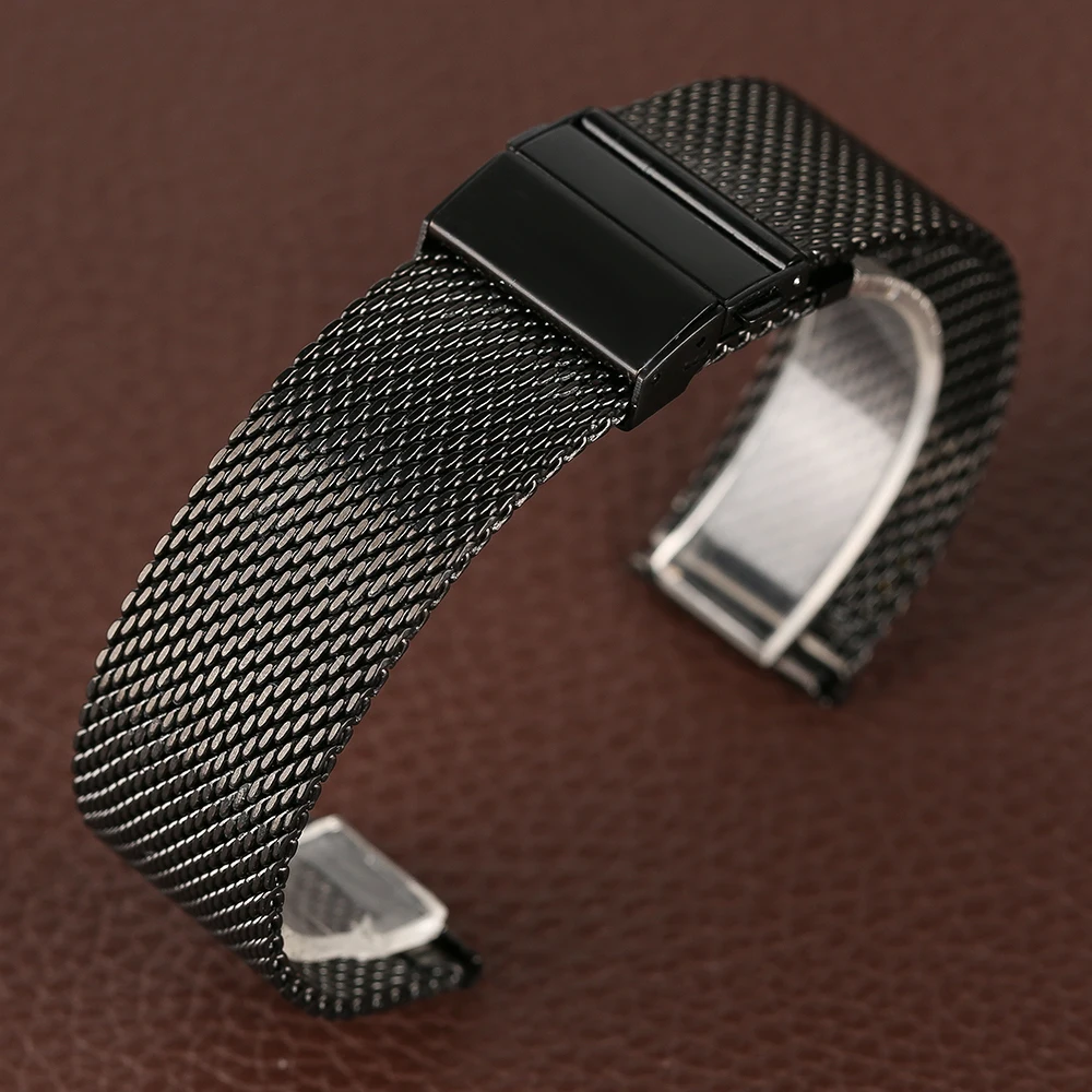 2018 New Arrival 182022mm Black Silver Watch Band Replace Stainless Steel Bangle Band High Qulity Bracelet for Women Men (7)