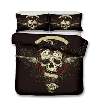 

Bedding Set Style Twin Size Bed Cover Bed Linen Blend Skull Duvet Cover Set Queen Size