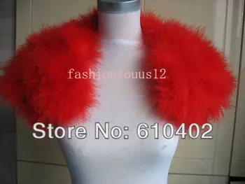 

Fashion Real Ostrich Feather Fur Wrap Present Women's Winter Pashmina Red Warm