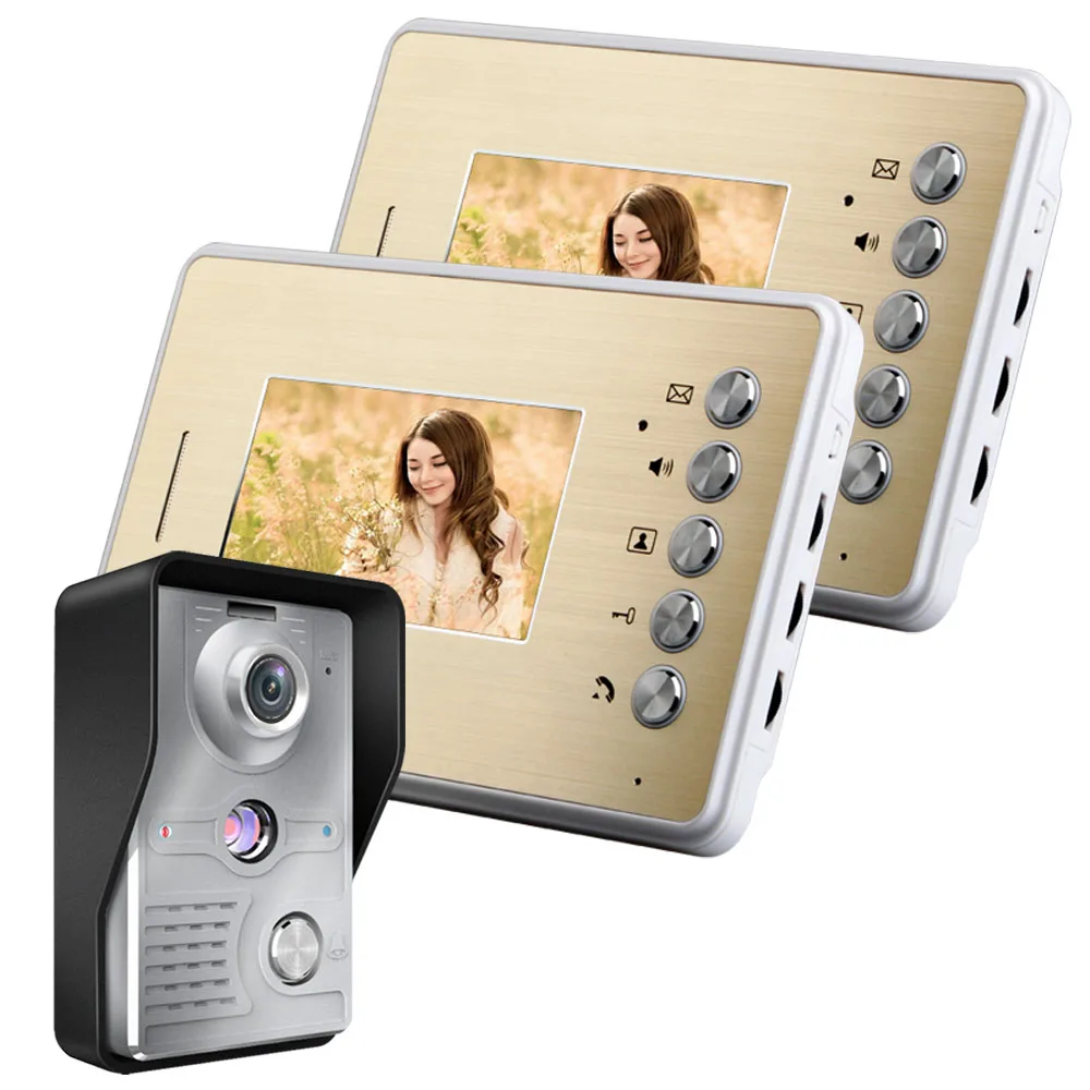 Mountainone 4,3 дюймов видео-телефон двери дверной звонок Домофон комплект 1-камера 2-монитор Ночное видение