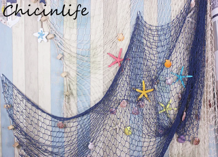 

Chicinlife 1Set Natural Fish Net Starfish Rope Garland Nautical Themed Toys Fish Net Party Shells and Anchor Home Decor Supplies