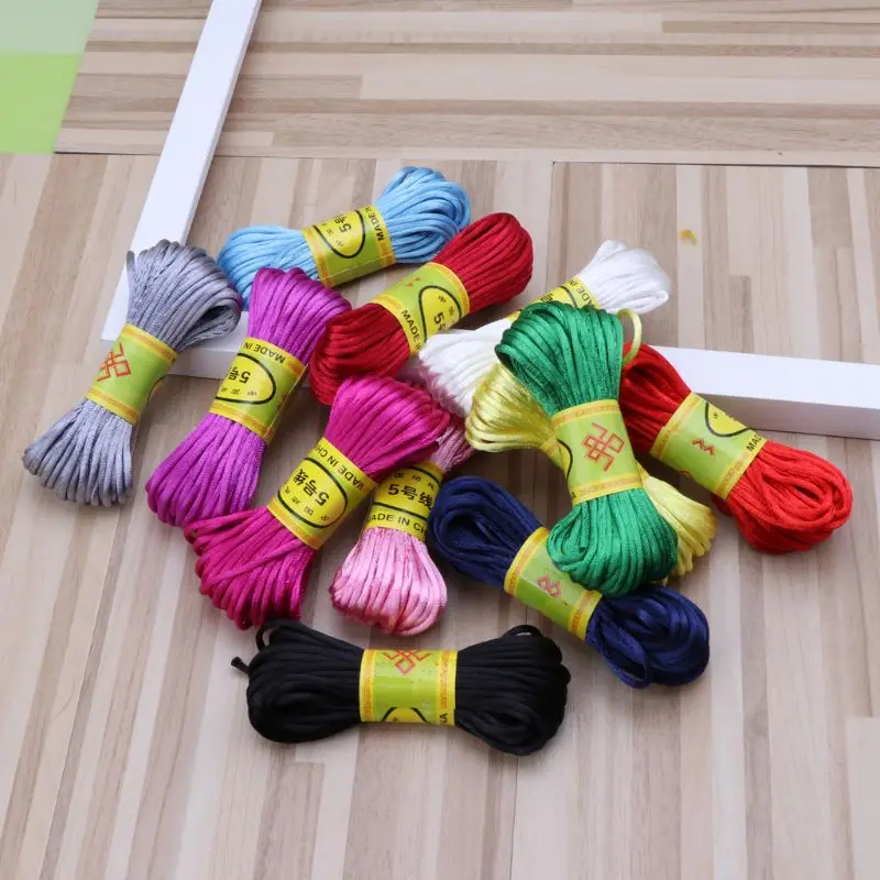 

10m Soft Satin Nylon MultiColor Cord Solid Rope For Jewelry Making Beading Cotton Cord For Baby 2.5mm DIY Necklace Pendant