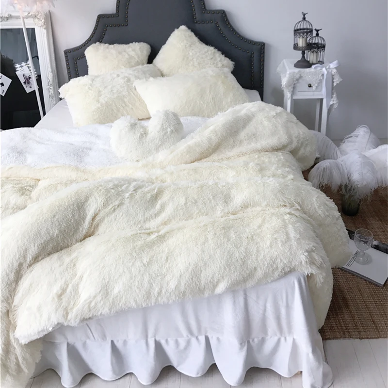 3/4/6/7 قطعة لون نقي المنك المخملية الفراش مجموعات 8 ألوان الحملان الصوف الصوف لحاف مجموعة غطاء تنورة نوم مزودة التوأم الملكة الملك الحجم