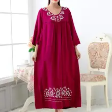 Реальные фотографии Для женщин Длинные свободные повседневные Мягкие Bourette вышивать пижамы Для женщин ночь платья Халаты Нижнее белье RB306