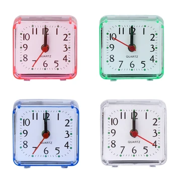 New Mini Square Quartz Beep Alarm Clock Plastic Desk Table Travel Trip Portable