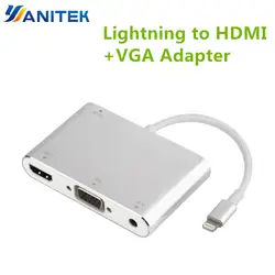 Для Lightning HDMI vga-разъем аудио ТВ Кабельный адаптер-переходник для iPhone X iPhone 8 7 7 плюс 6 6 S для iPad серии