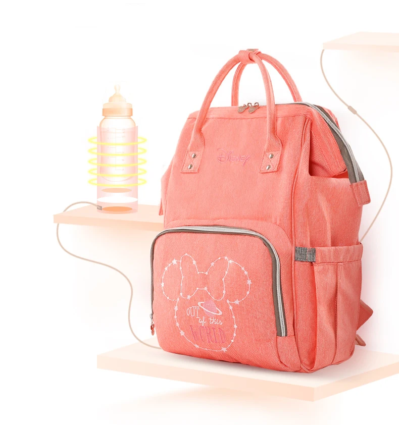 Disney Mommy сумка usb-обогреватель Оксфорд коляска сумка Многофункциональный рюкзак для матерей водонепроницаемый Мать пеленки мешок ребенка