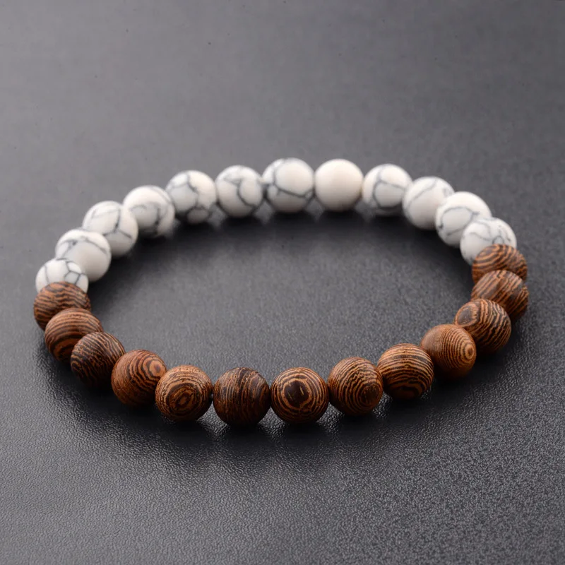 

Fashion Handmade Natural Stone Beads Wooden Bracelet Charm Beaded Buddha Braclet For Men Women Wristband Jewelry pulseira Homme