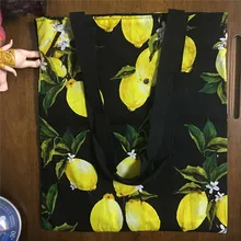 YILE подкладка хлопок лен эко хозяйственная сумка на плечо фрукты желтый лимон 1756-5