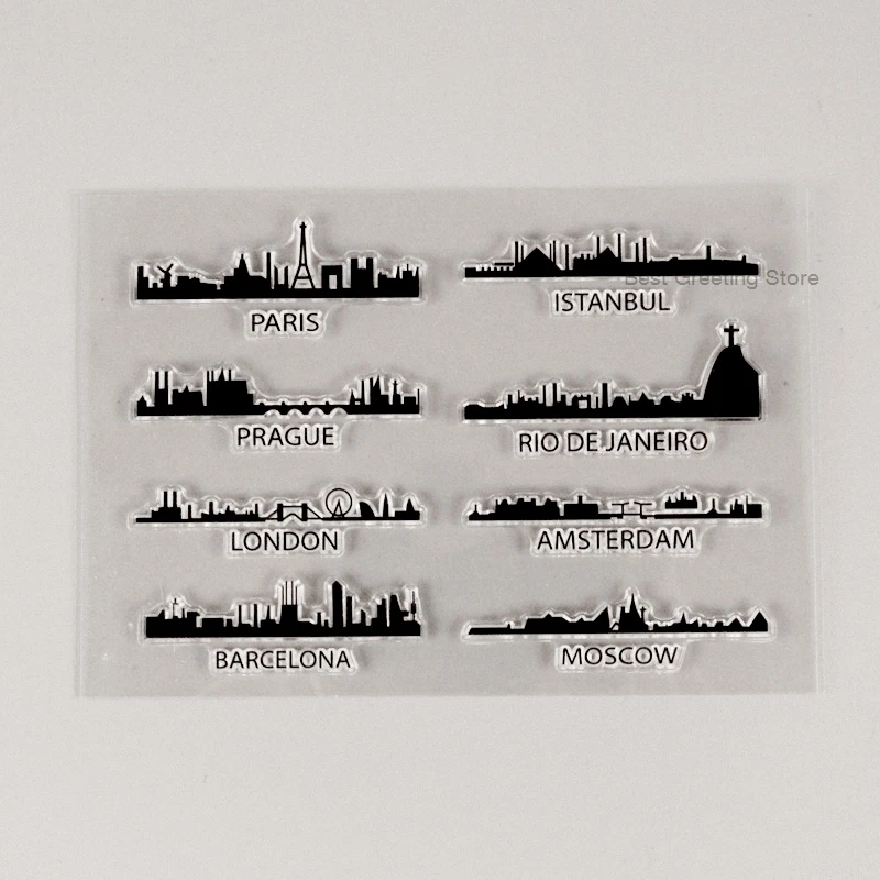 

european city night clear stamps for card making and scrapbooking diy crafting stamps
