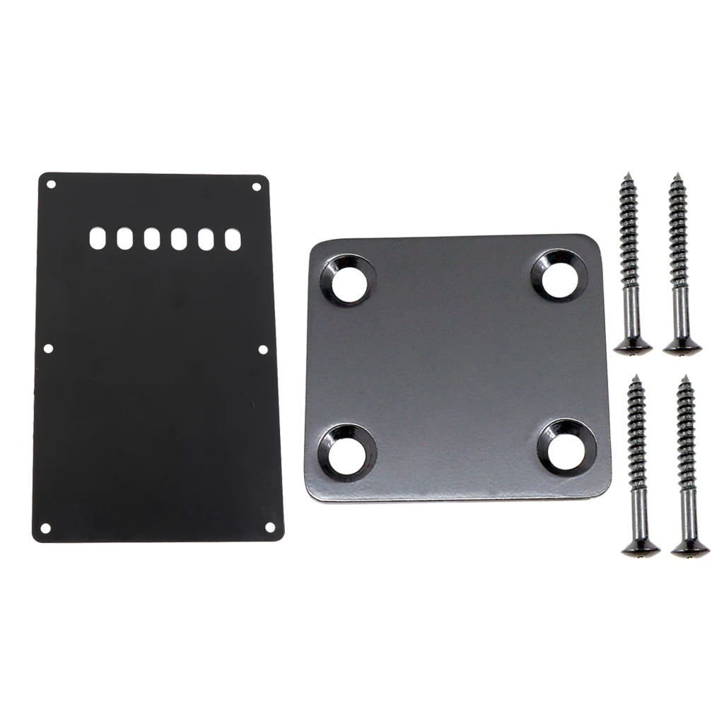 6 Hole Guitar Tremolo Cavity Back Cover Backplate + Neck Plate + 50pcs Pickup Mounting Screws Set