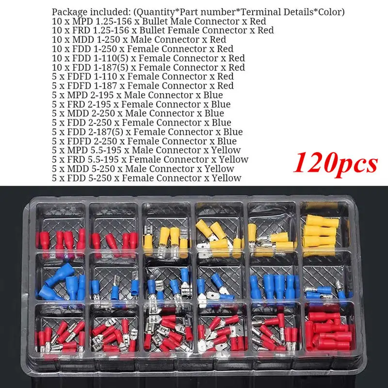 120/140/200 шт влблр компонент Смешанные Ассорти наконечник Комплект изоляцией Лопата Разъем провода обжимной терминал Лопата набор колец