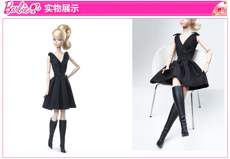 Модная модель куклы Барби Ограниченная Коллекция супер модель маленькое черное платье Лучший подарок на день Святого Валентина день рождения для девочек DKN07