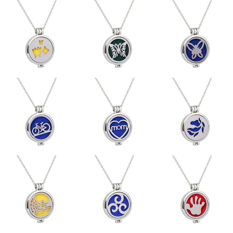 

Silver Jewelry Butterfly, horse musical Aromatherapy Essential Oils Stainless Steel pendant Perfume Diffuser Necklace Locket
