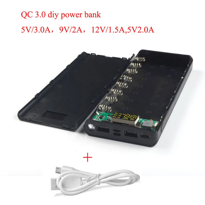 

QC 3.0 Power Bank 5V 9V 12V DIY Case Quick Charge 3.0 External Battery 18650 Fast Charger Box Shell DIY Power Bank Kit