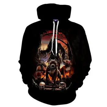 

2018 FASHION MEN WOMEN Skull strange Pulling hound logo 3D print Hoodie Sweatshirts Pullovers Autumn Tracksuit Loose Thin Hoody