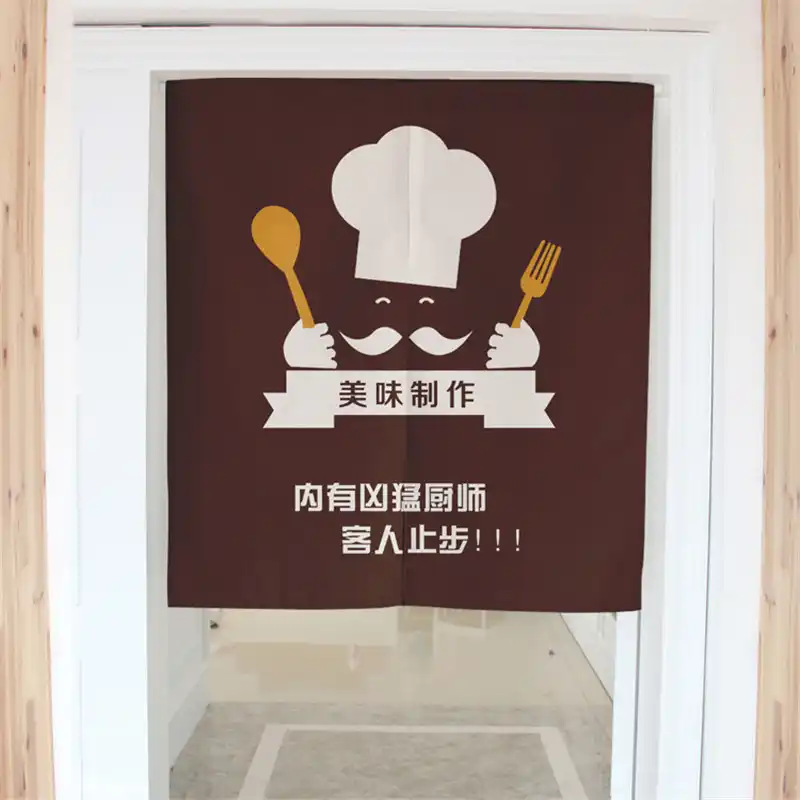 Xyzls Japan Style Door Curtain Cotton Linen Chef Kitchen Curtain