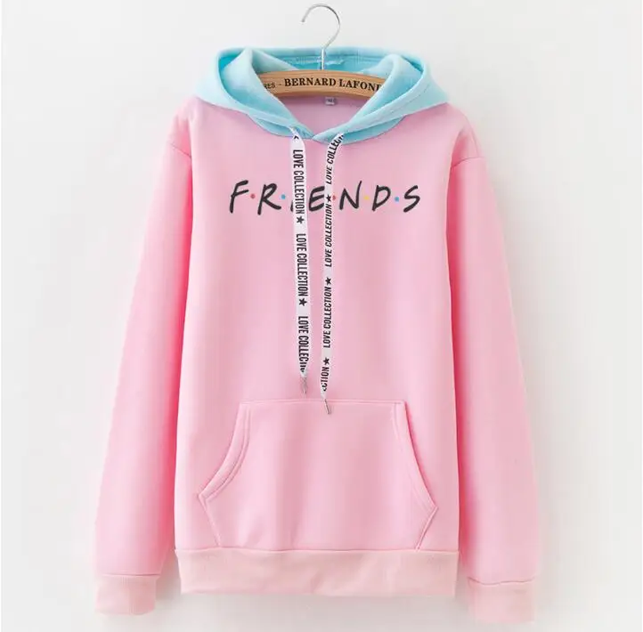 Новые женские буквы frends шить флисовые кофты с капюшоном - Цвет: cc606