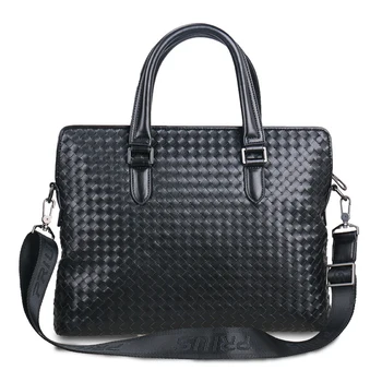 

2018 New Fashion Men's Handbag Hand-woven Briefcase 100% Genuine Leather Men's Bag Briefcase Laptop Bag Casual Shoulder Bags