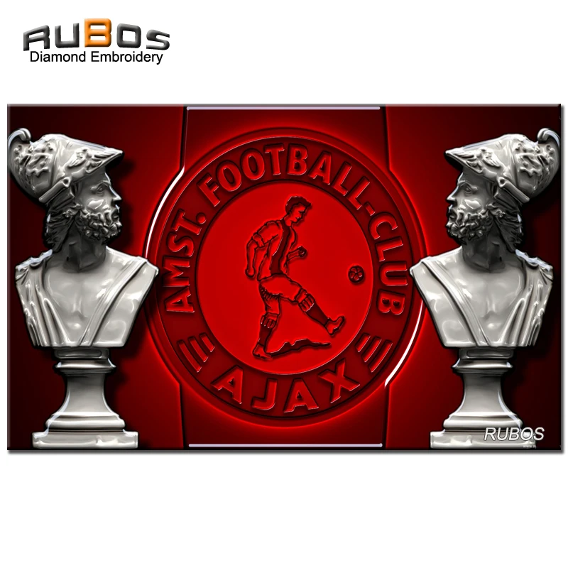RUBOS AJAX Soccer DIY 5D Diamond Painting Netherland Team Badge Complete Square Or Round Diamond Embroidery Christmas Hobby Kids (2)