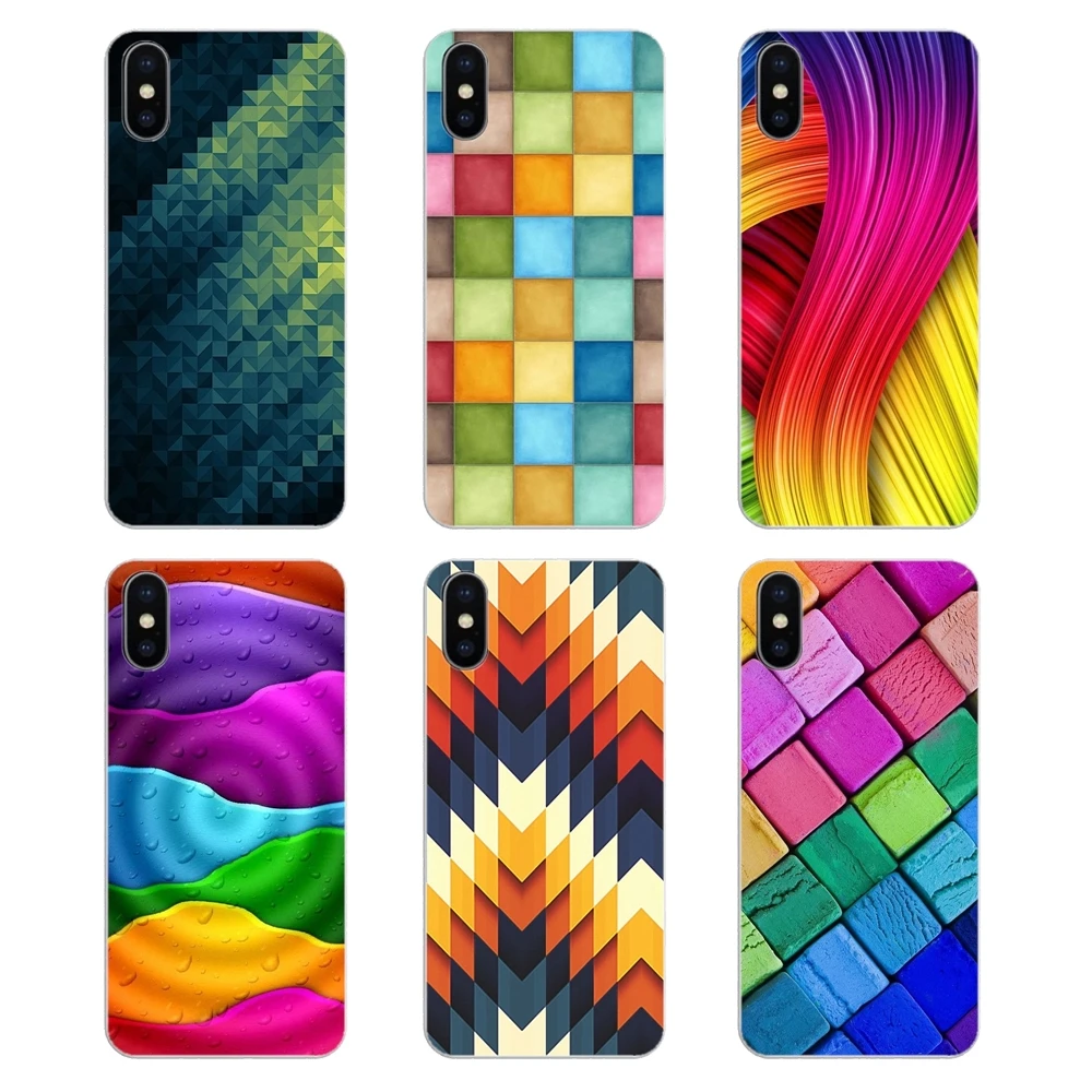 Блоки Радуга 3d графика мягкие чехлы из ТПУ для iPhone XS Max XR X 4 4S 5 5S 5C SE 6 6S 7 8 Plus Samsung Galaxy