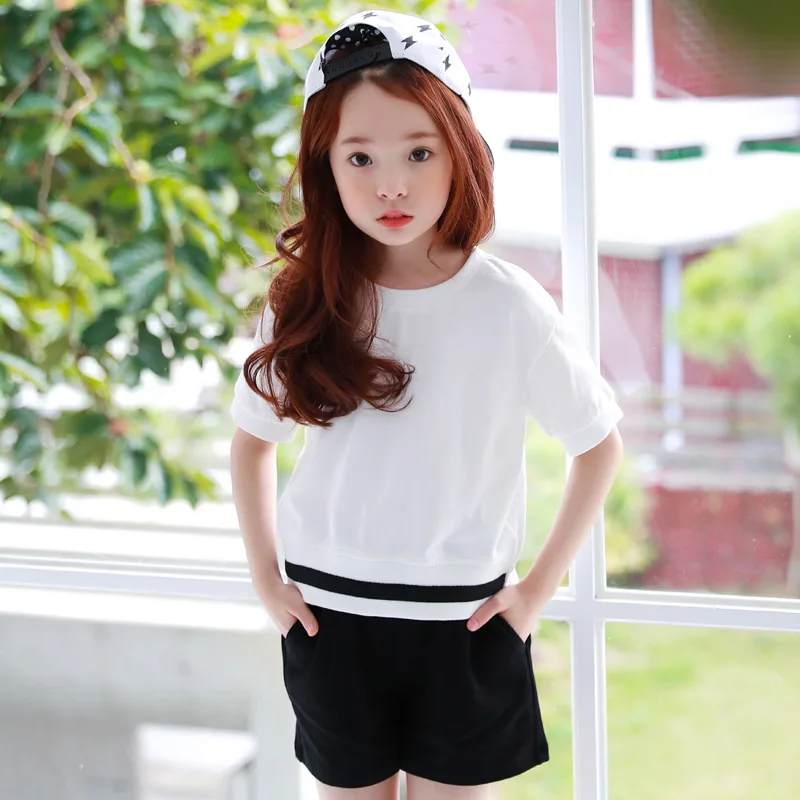 

summer spring tracksuit big girls sports suits kid girls sets summer casual 2018 t shirts shorts clothes set for girl clothing