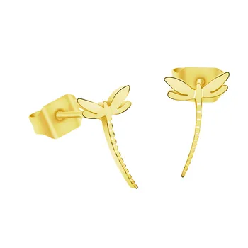 

Wholesale Rose Gold Dragonfly Stud Earrings For Women Simple Jewelry Stainless Steel Butterfly Boucle d'oreille Bff Gifts