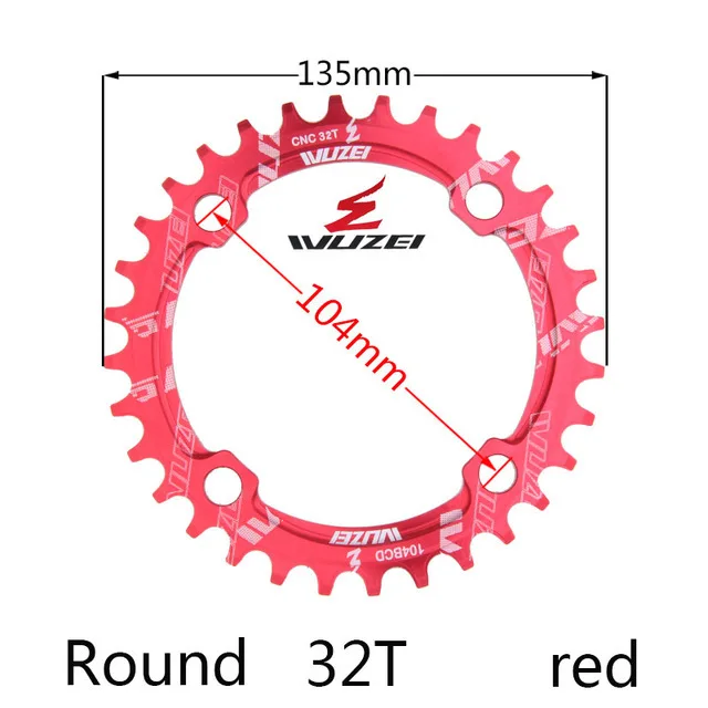 Одна узкая ширина система скорости Crown 104 Bcd 1 Rodada 38 36 34 32 T Mtb 9 10 11 S 1*11 крест кольцо - Цвет: Red 32T Round