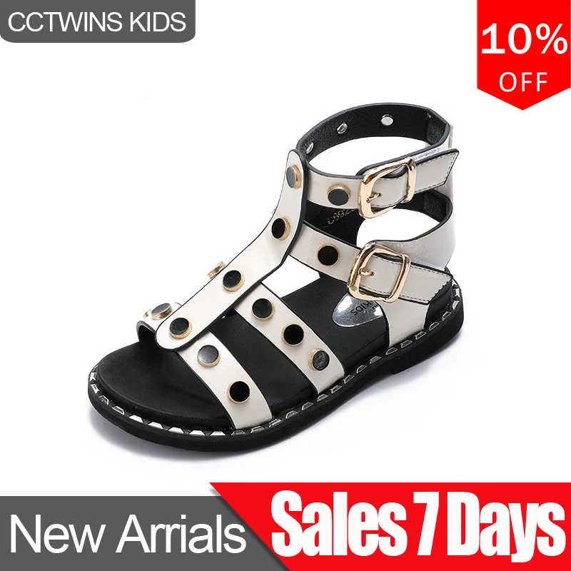 

CCTWINS Kids Shoes 2019 Summer Girls Fashion Princess Rivets Shoes Baby Brand Gladiator Sandals Children Soft Casual Flat BG170