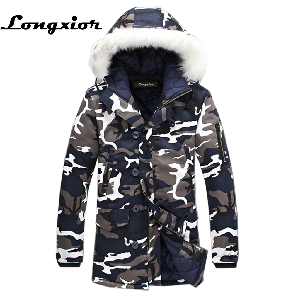 L16 модная зимняя куртка, мужские камуфляжные парки, мужские военные пальто, мужские утепленные пальто с хлопковой подкладкой с меховым капюшоном размера плюс 5XL