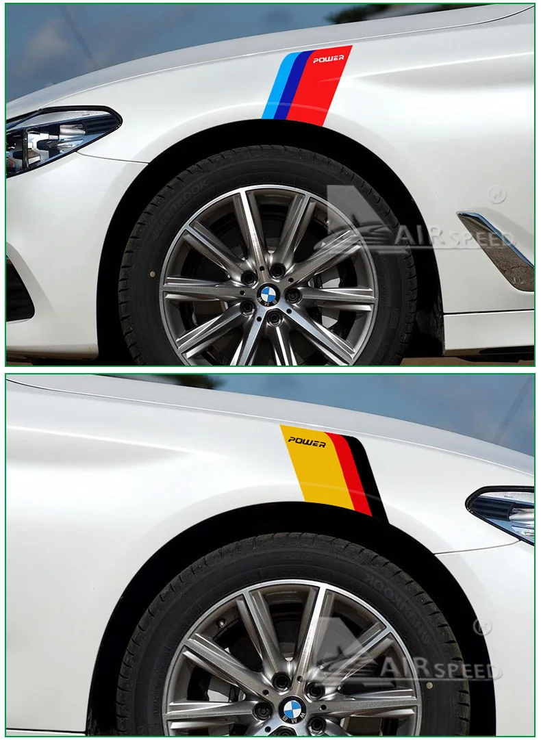 Airspeed Car Stickers M Performance Auto Sticker Side Fender decal Accessories for BMW E46 F30 E90 E60 F20 F10 E36 E39 E87 E70   (6)