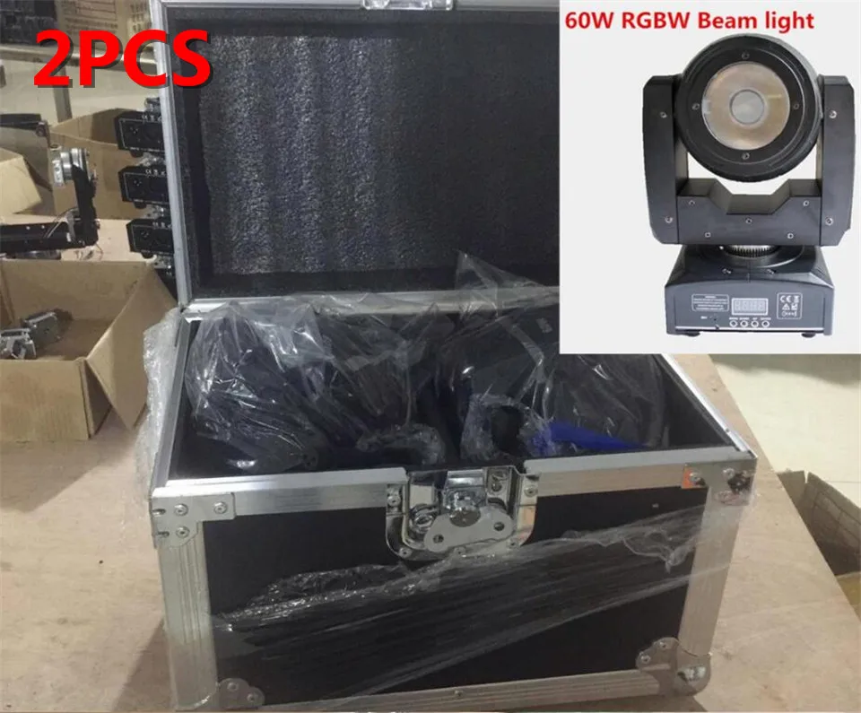 

2 PCS 60 W + flightcase 60 w led RGBW 4IN1 faisceau mobile head light faisceau LED DJ Spot Light
