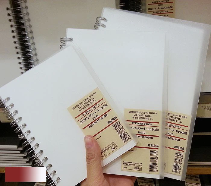 MUJI PP Cover Dot Grid Notebook A6 B6 A5 90 Sheets Japan Free Shipping